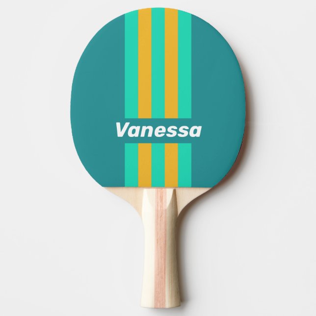Raquete De Ping Pong Sunlit Seas Pin Stripes with Name (Frente)