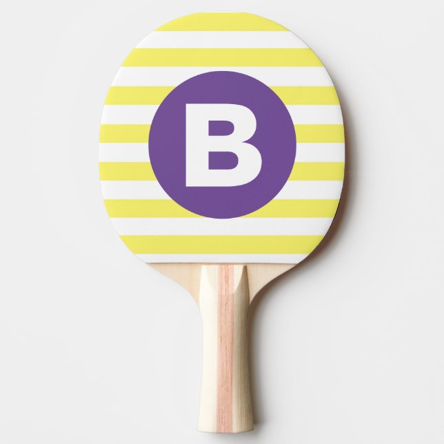 Raquete De Ping Pong Sunny Yellow Striped Purple Monogram (Frente)