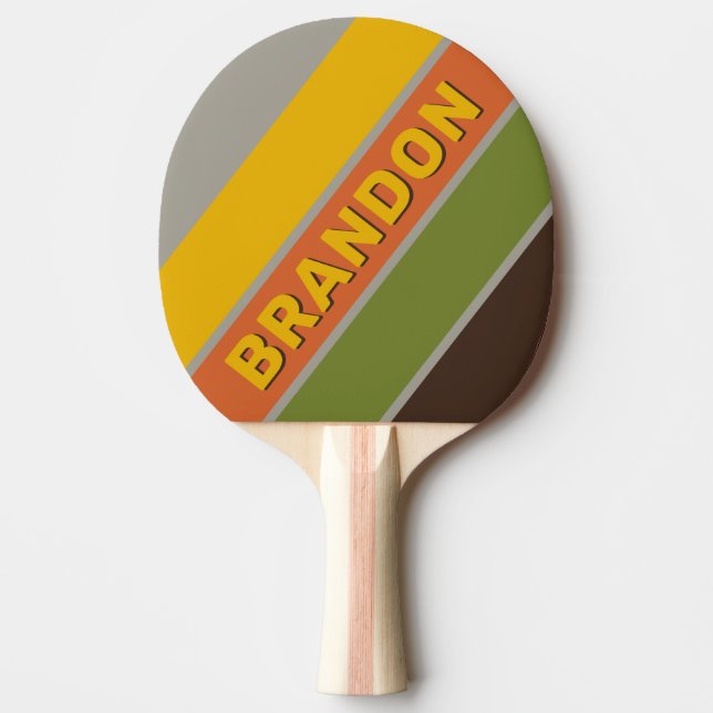 Raquete De Ping Pong Sunset Clover Bold Listrado com Nome (Frente)