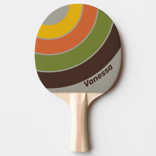 Raquete De Ping Pong Sunset Clover Circle Stripe with Name (Frente)