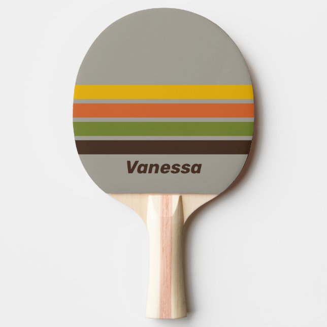 Raquete De Ping Pong Sunset Clover Entre Faixas com Nome (Frente)