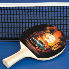 Raquete De Ping Pong Sunset de carro vintage - Presente para os pavimen