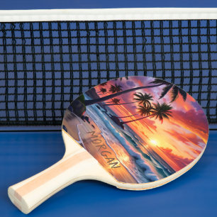 Raquete De Ping Pong Sunset de praia tropical personalizado Arte Cost