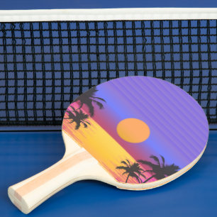 Raquete De Ping Pong Sunset tropical e Palmeiras Gráfico