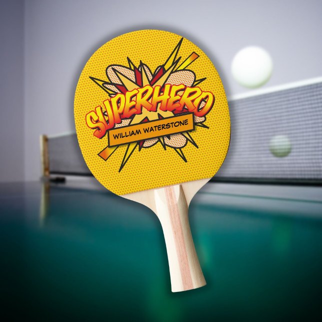 Raquete De Ping Pong Super Herói da HQ Personalizado Moderno (Personalized Comic Book Superhero Funny Modern Ping Pong Paddle)