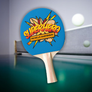 Raquete De Ping Pong SUPER-HERÓI Diversão Arte Pop de Quadrinhos Retro