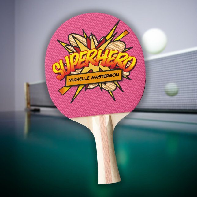 Raquete De Ping Pong Super-herói Rosa Personalizado Engraçado Legal (Criador carregado)