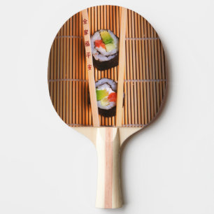 Raquete De Ping Pong Sushi e chopsticks de madeira