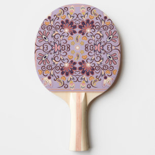 Raquete De Ping Pong Tablete floral indiana: adorável padrão pastel