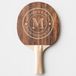 Raquete De Ping Pong Tábua de Corte Gasta Monograma de Casamento Estre