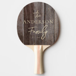 Raquete De Ping Pong Tábuas Antigas com Nome de Família Escrito à Mão