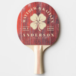Raquete De Ping Pong Tábuas de Celeiro Desgastadas Brasão de Casamento