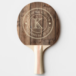 Raquete De Ping Pong Tábuas de Chão de Celeiro Monograma de Casamento