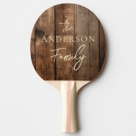 Raquete De Ping Pong Tábuas do Chão do Celeiro com Nome da Família Escr