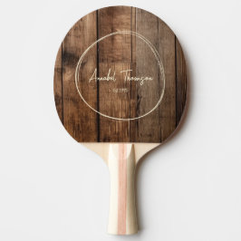 Raquete De Ping Pong Tábuas do Soalho do Celeiro Nome no Círculo Desenh