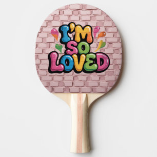 Raquete De Ping Pong Tag de Grafite 'Eu Sou Muito Amado' em Tijolo Rosa