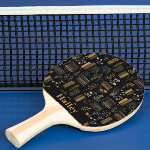 Raquete De Ping Pong Tampa do Livro de Vintagem Personalizada Dark Aca