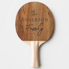 Raquete De Ping Pong Tampo de madeira de bordo com sobrenome escrito à