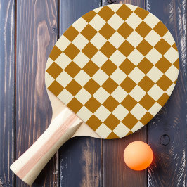 Raquete De Ping Pong Tangerina e Xadrez Creme