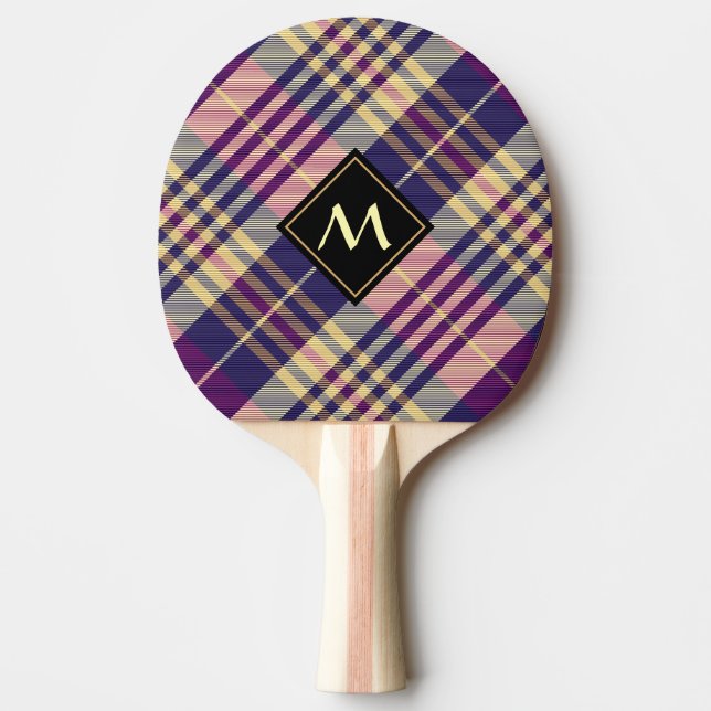 Raquete De Ping Pong Tartan roxo, Dourado e azul (Frente)