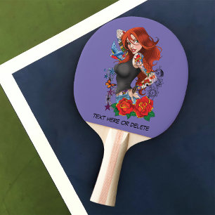 Raquete De Ping Pong Tattoos das mulheres ruivas
