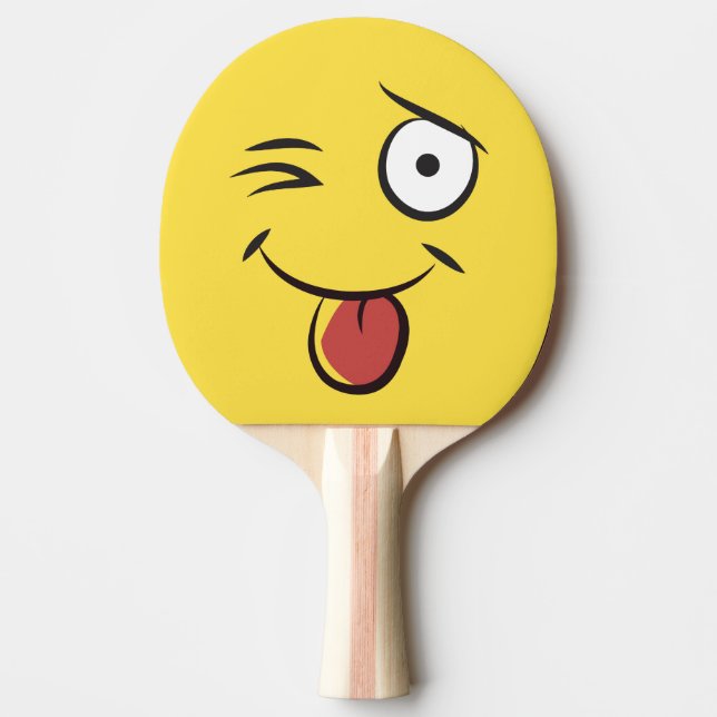 Raquete De Ping Pong Teasing Face Tongue Out (Frente)