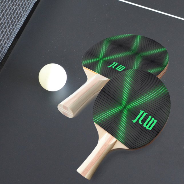 Raquete De Ping Pong Técnica verde e faixa preta com inicializações (Criador carregado)