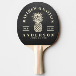 Raquete De Ping Pong Tela Preta Casamento Tropical Abacaxi