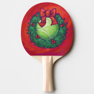 Raquete De Ping Pong Tênis Ball in Wreath on Red