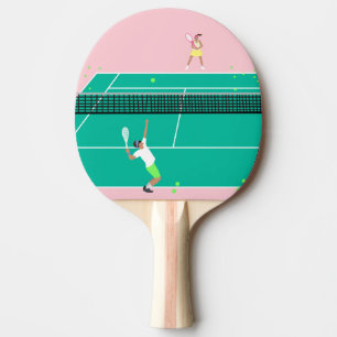 Raquete De Ping Pong Tênis de Arte Moderna - Jogador Rosa Verde