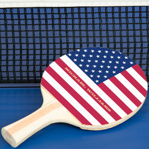 Raquete De Ping Pong Tênis Mesa de de Monograma Patriótico Americano