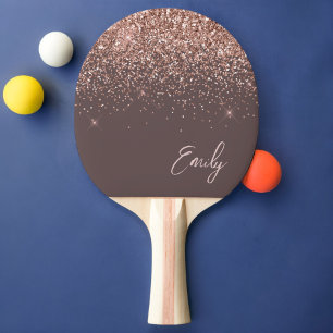 Raquete De Ping Pong Terracotta Rosa Dourado Blush Link Monograma com L