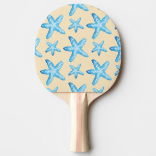 Raquete De Ping Pong Teste padrão azul da estrela do mar da aguarela