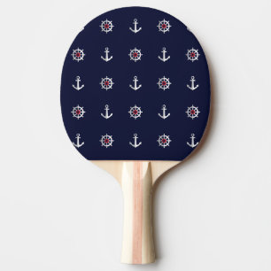 Raquete De Ping Pong Teste padrão branco e azul vermelho da âncora