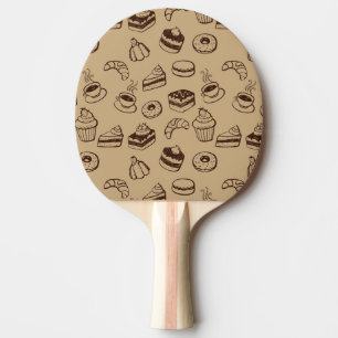 Raquete De Ping Pong Teste padrão com bolos, sobremesas e padaria