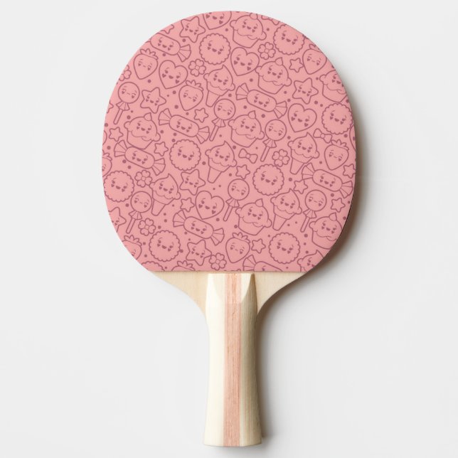 Raquete De Ping Pong Teste padrão de Kawaii com bolos bonitos (Frente)
