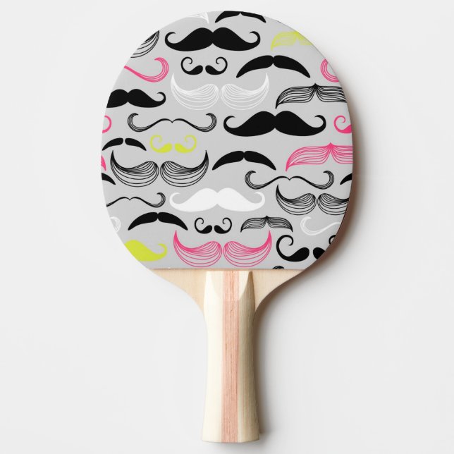 Raquete De Ping Pong Teste padrão do bigode, estilo retro (Frente)
