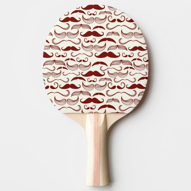 Raquete De Ping Pong Teste padrão do bigode, estilo retro 3 (Frente)
