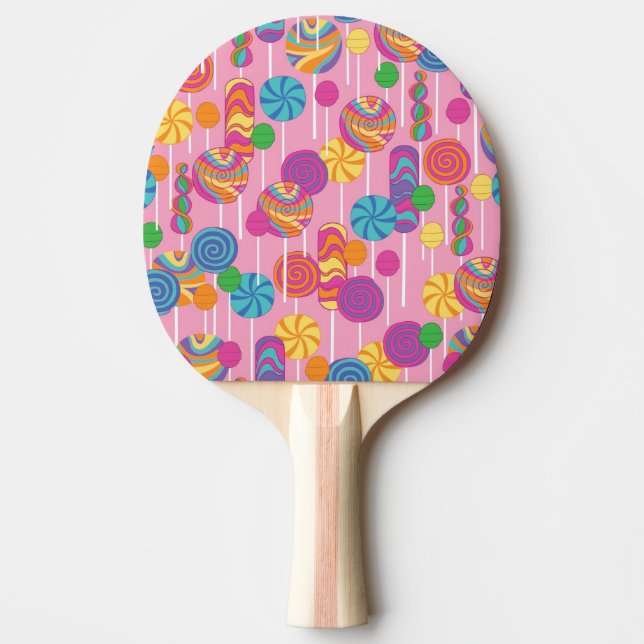 Raquete De Ping Pong Teste padrão dos doces dos pirulitos (Frente)