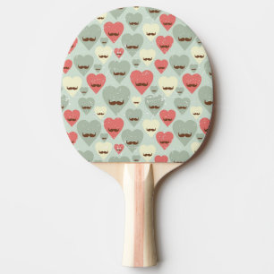 Raquete De Ping Pong Teste padrão dos namorados com coração e bigode