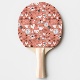 Raquete De Ping Pong Teste padrão dos pássaros do amor