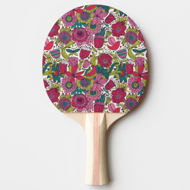 Raquete De Ping Pong Teste padrão floral brilhante (Frente)