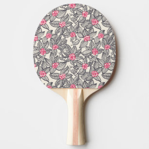 Raquete De Ping Pong Teste padrão floral com pássaros 2 dos desenhos