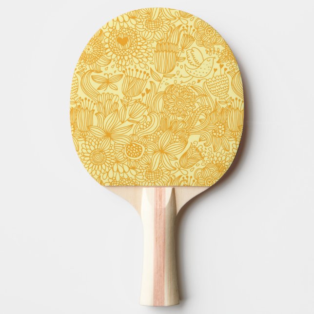 Raquete De Ping Pong Teste padrão floral do verão em cores mornas (Frente)