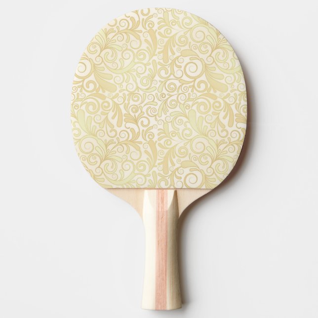 Raquete De Ping Pong Teste padrão floral Dourado das folhas (Frente)