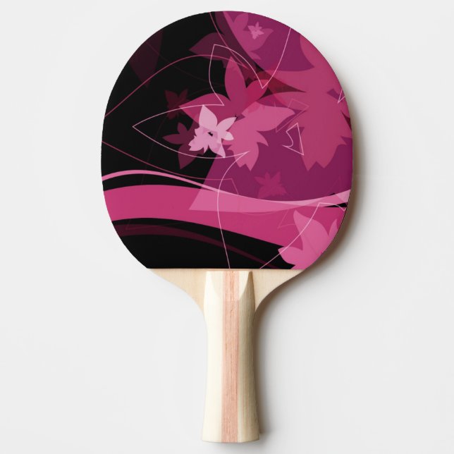 Raquete De Ping Pong Teste padrão floral magenta (Frente)