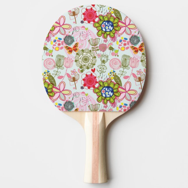 Raquete De Ping Pong Teste padrão floral no estilo retro 2 (Frente)
