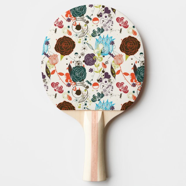 Raquete De Ping Pong Teste padrão floral retro 2 (Frente)