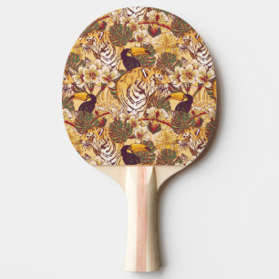 Raquete De Ping Pong Teste padrão floral tropical com tigre