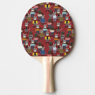 Raquete De Ping Pong Teste padrão legal do gato do hipster